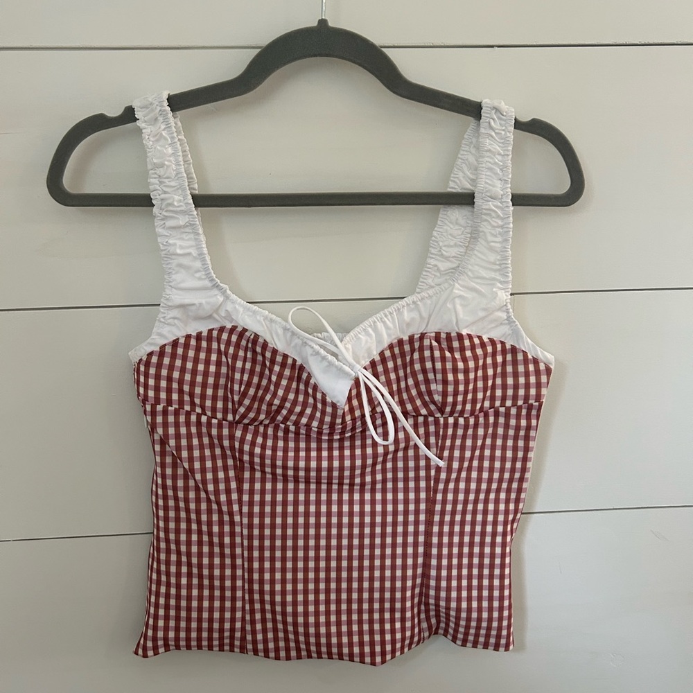 Zara Red Gingham Corset Top